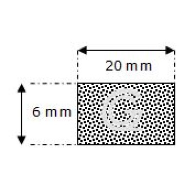 Rechteckige moosgummi  schnur | 6 x 20 mm | Rolle 50 meter