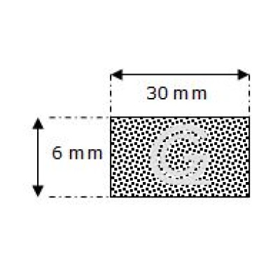Rechteckige moosgummi  schnur | 6 x 30 mm | Rolle 50 meter