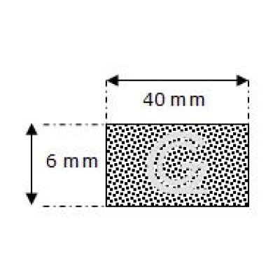Rechteckige moosgummi  schnur | 6 x 40 mm | Rolle 25 meter