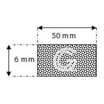 Rechteckige moosgummi schnur | 6 x 50 mm | pro meter