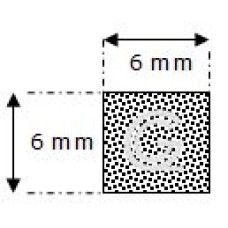 Rechteckige moosgummi  schnur | 6 x 6 mm | Rolle 100 meter