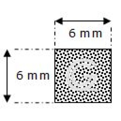 Rechteckige moosgummi schnur | 6 x 6 mm | pro meter