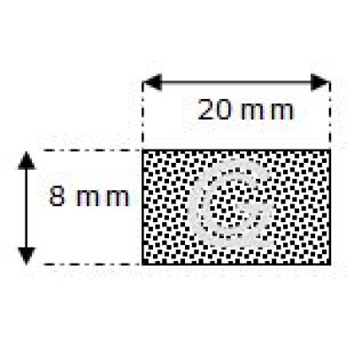 Rechteckige moosgummi  schnur | 8 x 20 mm | Rolle 50 meter