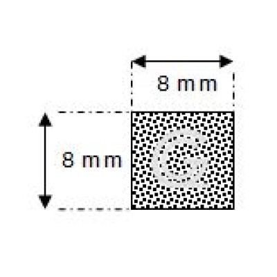 Rechteckige moosgummi schnur | 8 x 8 mm | pro meter