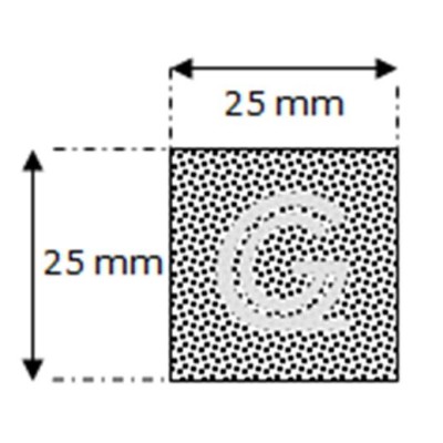 Rechthoekig mosrubber snoer | 25 x 25 mm | per meter Rechthoekig mosrubber snoer | 25 x 25 mm | per meter