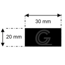 EPDM square rubber cord | 20 x 30 mm | Per meter EPDM square rubber cord | 20 x 30 mm | Per meter